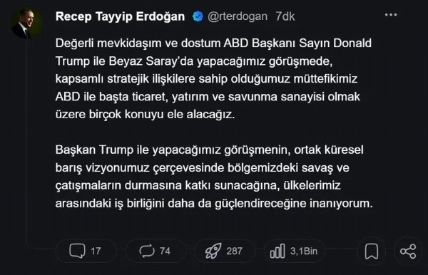 ABD Başkanı Trump duyurdu! Cumhurbaşkanı Erdoğan ABD'ye gidiyor